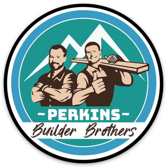 Pegatina con el logotipo de Jaime y Erik Perkins de 3 "x 3" - Perkins Builder Brothers