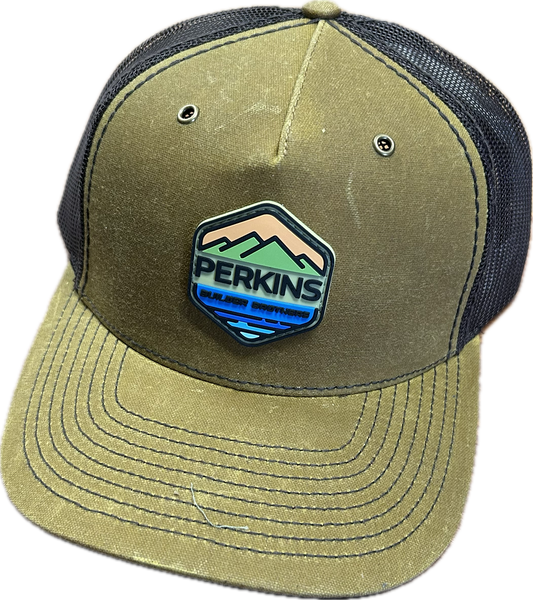 Full Color Rubber Patch - Richardson 112WH Rugged Trucker Hat - Whiskey/Brown - Perkins Builder Brothers