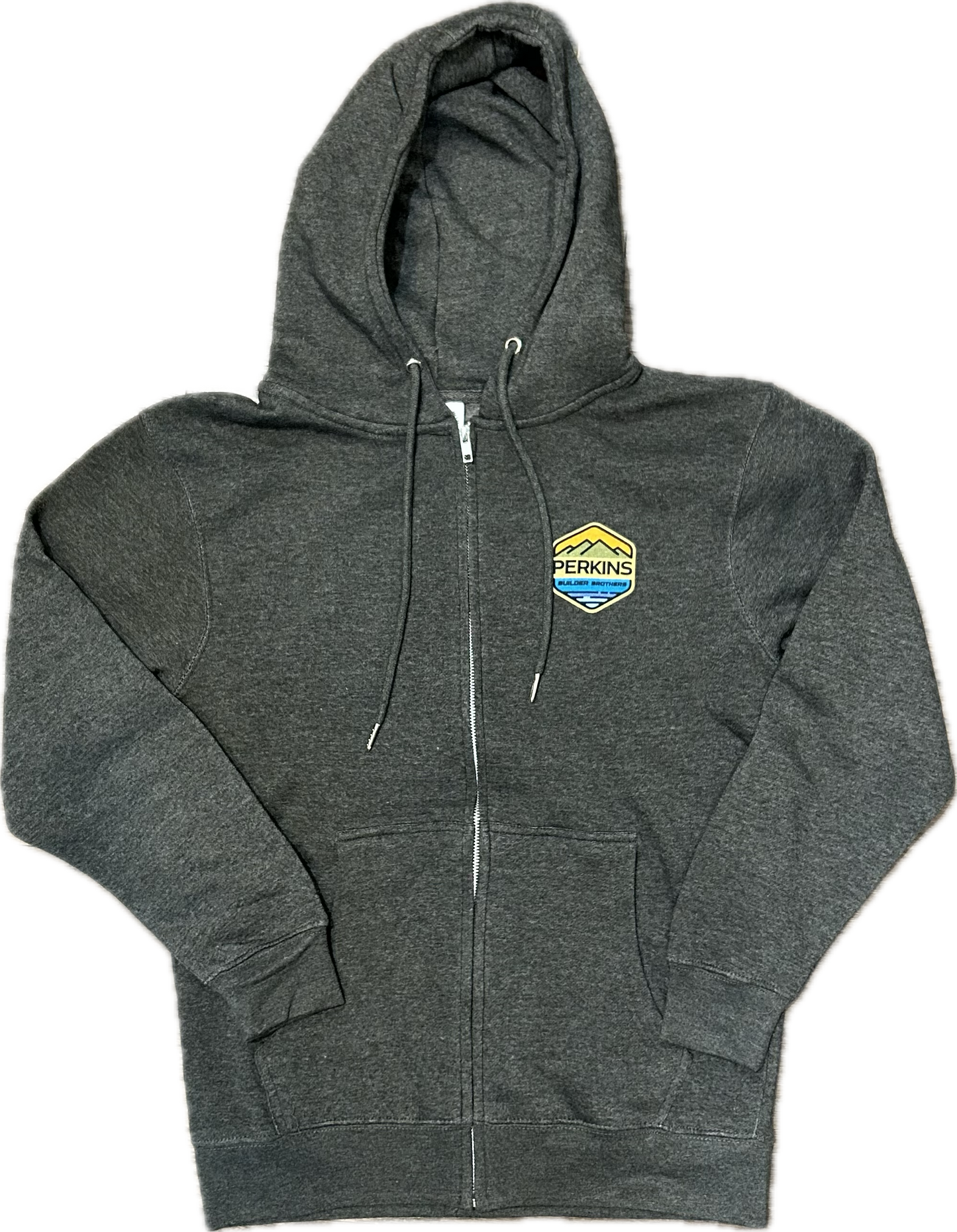 Full Zip Hoodie - Charcoal -  Perkins Builder Brothers Full Color Logo