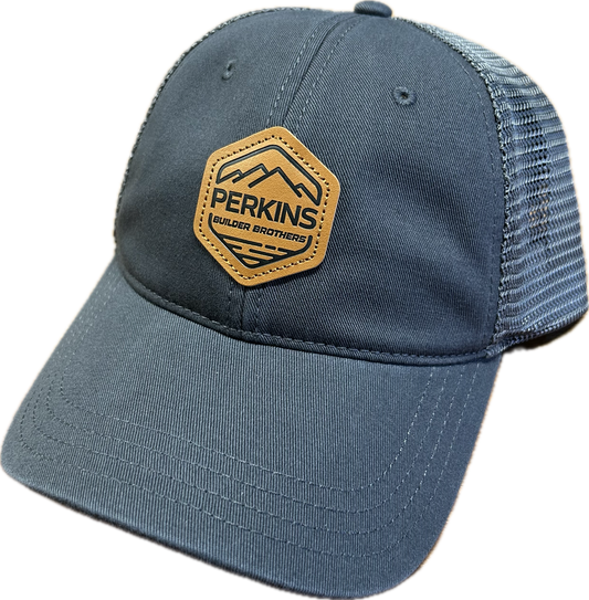 Genuine Leather Patch - Richardson 111 Relaxed Trucker Hat - Solid Charcoal - Perkins Builder Brothers