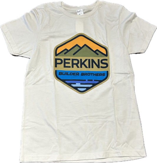 Camiseta para niños pequeños - Natural - Logotipo a todo color de Perkins Builder Brothers