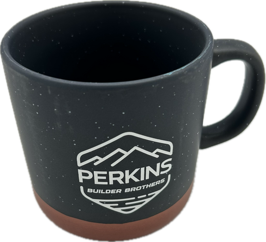 Taza de café de arcilla roja de 14 oz - Logotipo de Perkins Builder Brothers