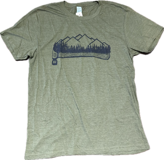 Camiseta para hombre - Olive Heather - Outdoor Lovers Mountain Hammer - Perkins Builder Brothers