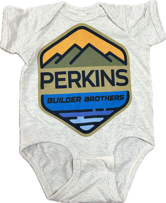 Mono para bebé - Natural - Logotipo a todo color de Perkins Builder Brothers